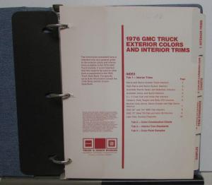 1976 GMC Truck Dealer Color & Trim Book Full Line Pickup Van Medium HD