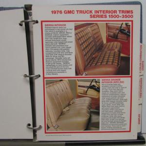 1976 GMC Truck Dealer Color & Trim Book Full Line Pickup Van Medium HD