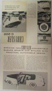 1952 Chrysler Original Sales Brochure for C 200 Model