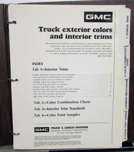 1973 GMC Truck Dealer Color & Trim Book Full Line Pickup Van Medium HD