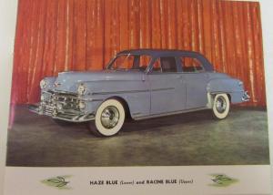 1950 Chrysler Paint Combination Sales Brochure Royal Windsor Saratoga New Yorker