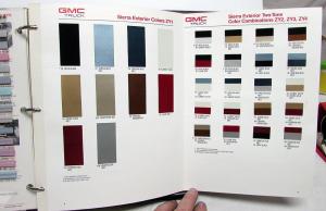 1990 GMC Truck Dealer Color & Trim Album Paint Upholstery Options Pickup Van S15