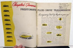 1950 Chrysler Prestomatic Fluid Drive Transmission Sales Brochure