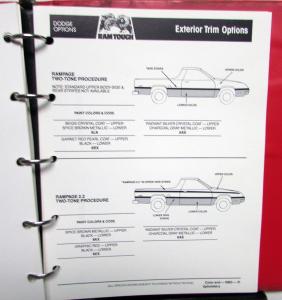 1984 Dodge Truck Dealer Color & Trim Book Pickup Rampage Ramcharger Van Ram 50