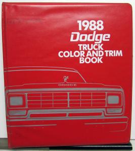 1988 Dodge Truck Dealer Color & Trim Book Pickup Ramcharger Van Raider Dakota