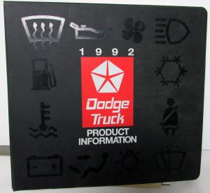 1992 Dodge Truck Dealer Data Book Product Info Dakota Ram Pickup Ramcharger Van