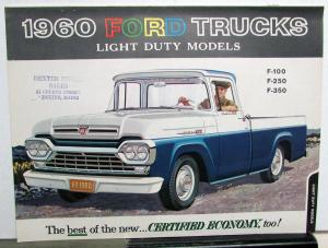 1960 Ford Pickup Truck Model F 100 250 350 Light Duty Sales Brochure Original