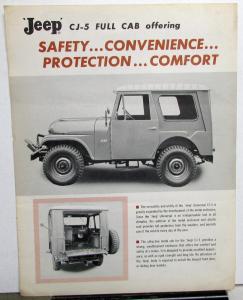 1960 Jeep CJ-5 Full Cab Sales Sheet Hinged Or Sliding Doors Original Willys