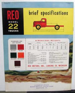 1952 REO Trucks Dealer Sales Brochure Model 22 Features Options Specs