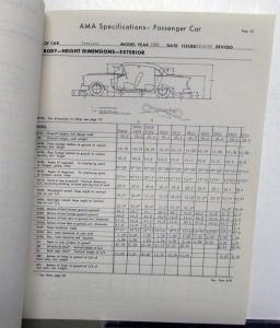 1960 Cadillac AMA Car Specifications Sheets Set Features Components Dimensions