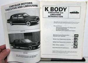 1987 Chrysler Unibody Specialty Vehicle Manual W/Tech Bulletins Convertible