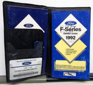 1992 Ford F Series Truck Owners Manual Guide Pickup F150 250 350 4X4 Gas