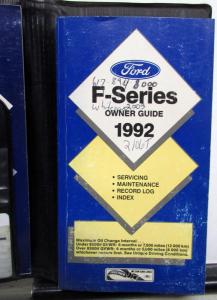 1992 Ford F Series Truck Owners Manual Guide Pickup F150 250 350 4X4 Gas