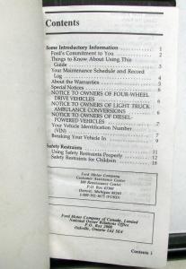 1992 Ford F Series Truck Owners Manual Guide Pickup F150 250 350 4X4 Gas