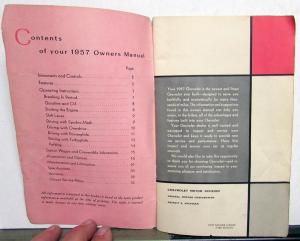 1957 Chevrolet 150 210 Bel Air Owners Manual Care & Operation Original