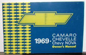 1969 Chevrolet Camaro Chevelle Nova Owners Manual W/Protection Plan & More Orig