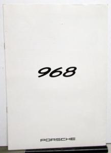 1991 Porsche 968 Foreign Dealer French Text Sales Brochure Large