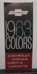 1963 Chevrolet Brochure Folder Car Color Paint Chips Corvette Chevy II Impala