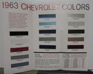1963 Chevrolet Brochure Folder Car Color Paint Chips Corvette Chevy II Impala