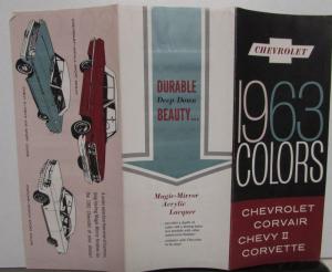 1963 Chevrolet Brochure Folder Car Color Paint Chips Corvette Chevy II Impala