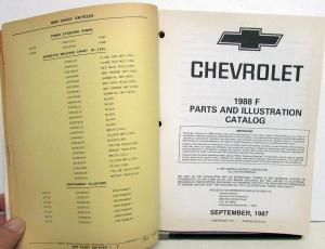 1988 Chevrolet Camaro Dealer Parts & Illustrations Catalog Book F Body GM Orig