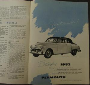 1952 Chrysler Events Owners Magazine April Plymouth Belvedere Cardinals Giants