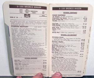 1970 Ford New Model Trucks Dealer Pocket Retail Price Salesmen Data Book Options