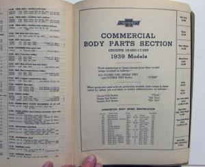 1939 Chevrolet Dealer Parts Price List Book Chassis Body & Commercial Original