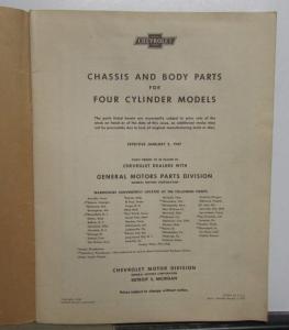 1916-1928 Chevrolet Dealer Parts Book 4 Cylinder Models Effective 1/2/47 Orig