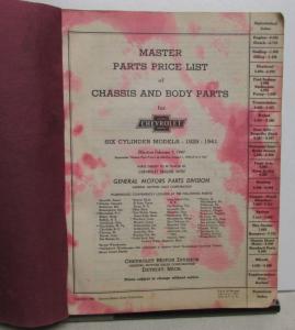 1929-1941 Chevrolet Dealer Master Parts Price List Book Six Cylinder Models Orig
