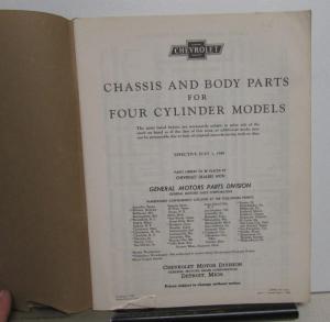 1916-1928 Chevrolet Dealer Four Cylinder Models Parts Book Effective July 1940