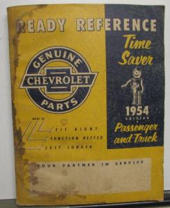 1954 & Earlier Chevrolet Car/Truck Parts Ready Reference Book Garage Body Shop