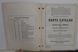 1954 Chevrolet Dealer New Car & Truck Parts Catalog Book & Price Schedule Orig