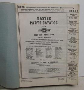 1929-1954 Chevrolet Dealer Master Parts & Accessories Catalog Book Orig