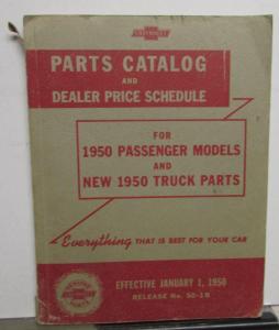 1950 Chevrolet Dealer Parts Catalog Book & Price Schedule Car New Truck Orig