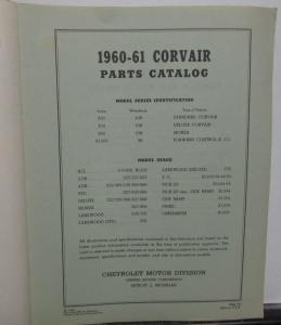 1960-1961 Chevrolet Corvair Dealer Parts Accessories Catalog Book Car Van Pickup
