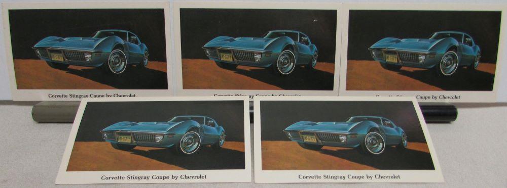 1970 Chevrolet Corvette Dealer Promotional Post Card Set Of 5 Stingray Original