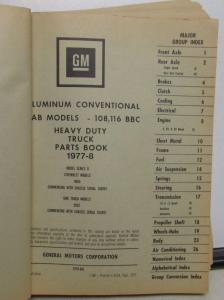 1977 1978 Chevrolet Bison Series Trucks Parts Book Al Conventional Cab HD