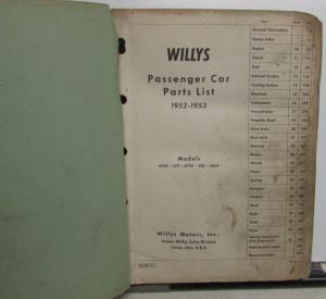 1952 1953 Willys Car Dealer Parts List Book Models 475A 675 675A 685 685A Orig