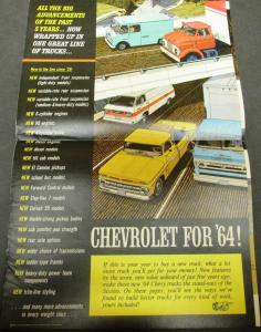 1964 Chevrolet Full Line Gas & Diesel Light Med Heavy Duty Trucks Sales Brochure