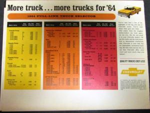 1964 Chevrolet Full Line Gas & Diesel Light Med Heavy Duty Trucks Sales Brochure