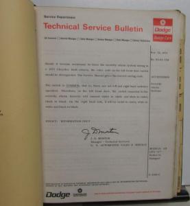 1973 Dodge Dealer Technical Service Bulletin Set Troubleshooting Repair Updates