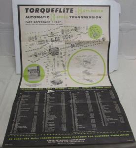 1961 Chrysler Mopar Torqueflite Transmission 3 Speed Dealer Fast Reference Chart
