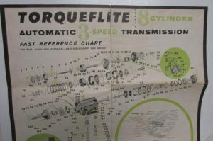 1961 Chrysler Mopar Torqueflite Transmission 3 Speed Dealer Fast Reference Chart