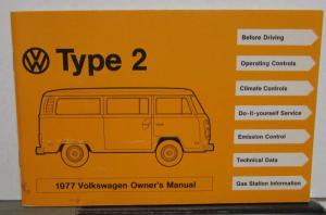 1977 Volkswagen VW Type 2 Van Bus Owners Manual Care & Operation Original