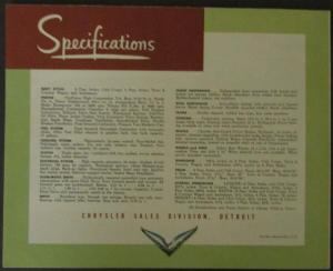 NOS 1951 Chrsyler Saratoga 180 Horsepower Original Color Sales Brochure