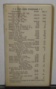 1961 Ford Dealer Salesmen Pocket Model Prices & Accessories Guide Car Truck