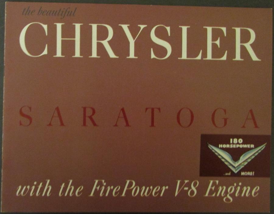 1952 Chrysler Saratoga Fire Power V8 Sales Brochure Original