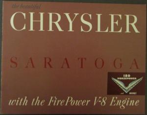 1952 Chrysler Saratoga Fire Power V8 Sales Brochure Original