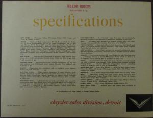 1952 Chrysler Saratoga Fire Power V8 Sales Brochure Original